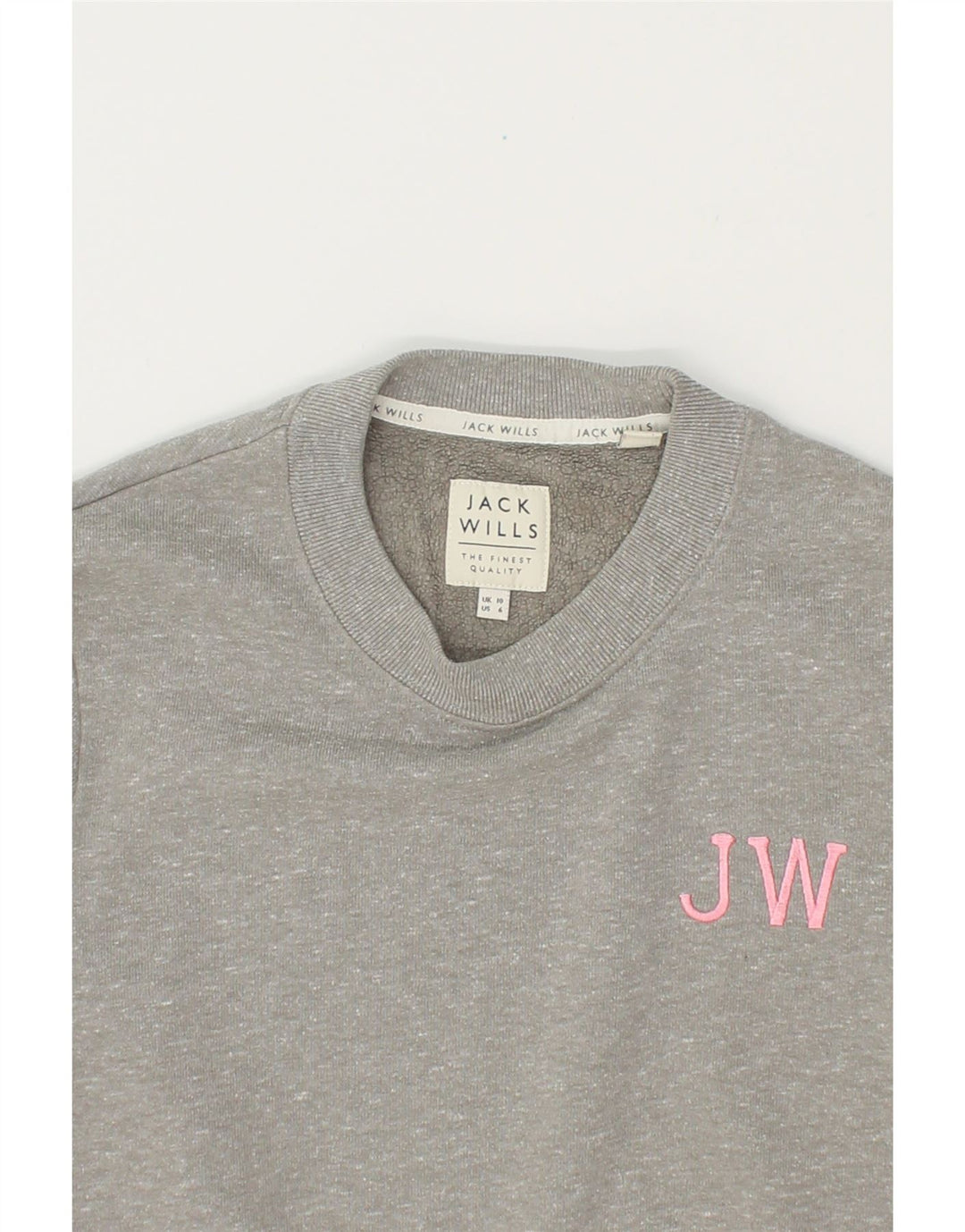JACK WILLS Womens Sweatshirt Jumper UK 10 Small  Grey Flecked Cotton Vintage Jack Wills and Second-Hand Jack Wills from Messina Hembry 