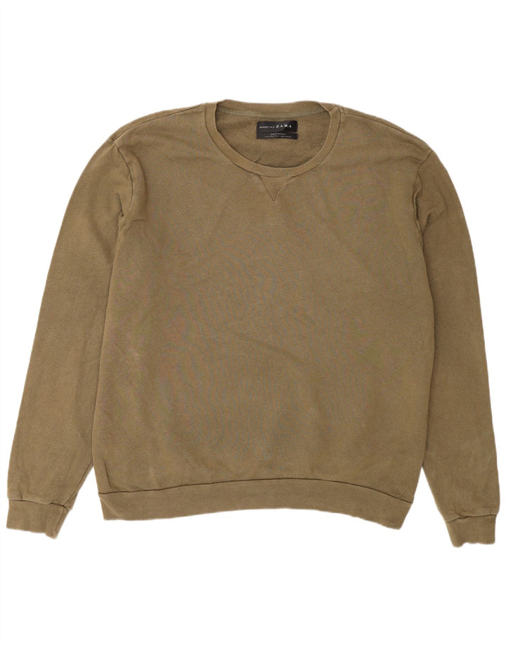 Męski sweter Zara 2XL, bawełna khaki