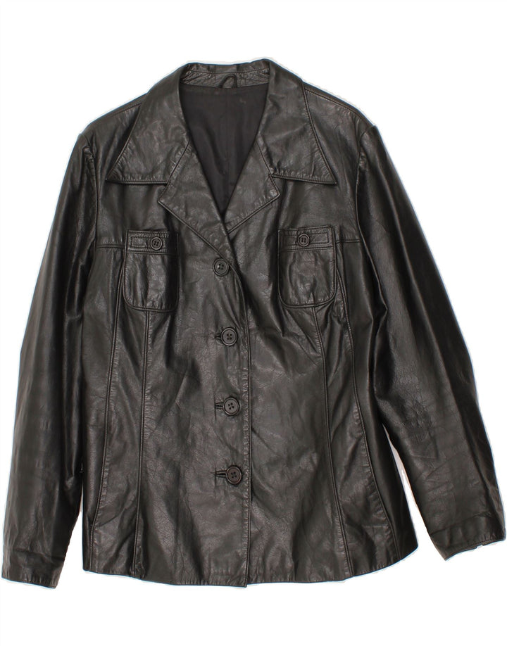 VINTAGE Womens Leather Jacket UK 12 Medium Black Leather Vintage Vintage and Second-Hand Vintage from Messina Hembry 