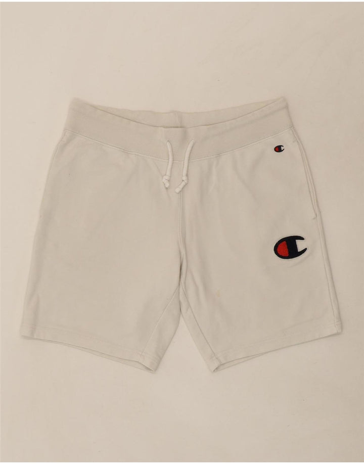 CHAMPION Womens Sport Shorts UK 14 Medium  White Cotton Vintage Champion and Second-Hand Champion from Messina Hembry 