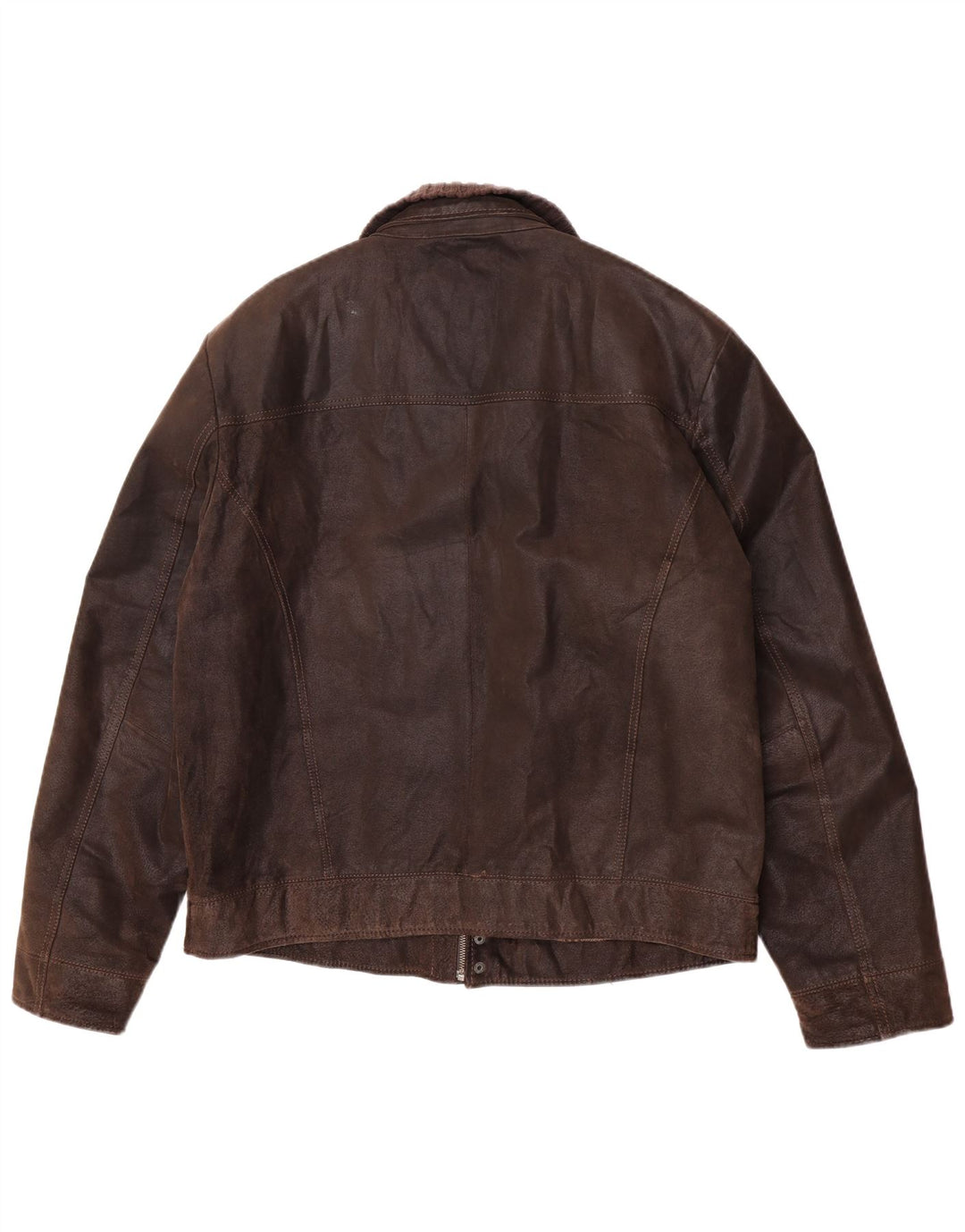 Męska kurtka skórzana P&P People UK 42 XL, brązowa skóra