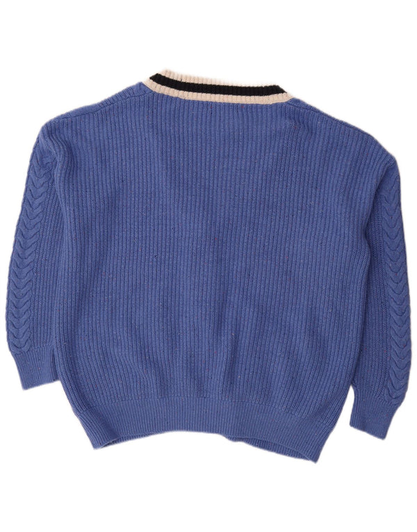 Marks & Spencer Damski sweter oversize UK 16, duży, niebieski, bawełniany