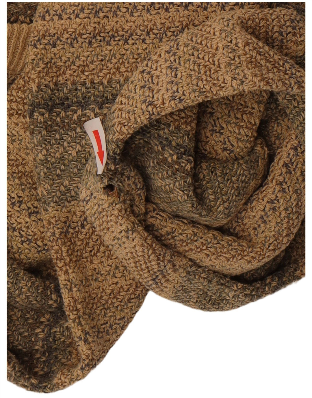 Męski sweter w stylu vintage z dekoltem w szpic, w średnie beżowe paski