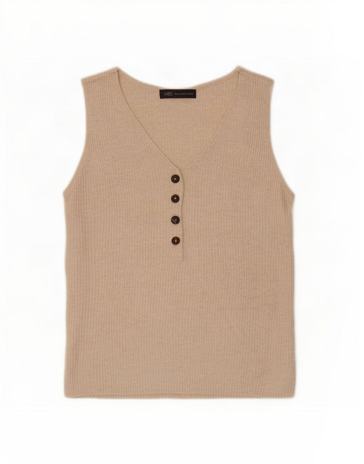 Marks & Spencer Damski top z kamizelką UK 14 Large Beżowa Wiskoza