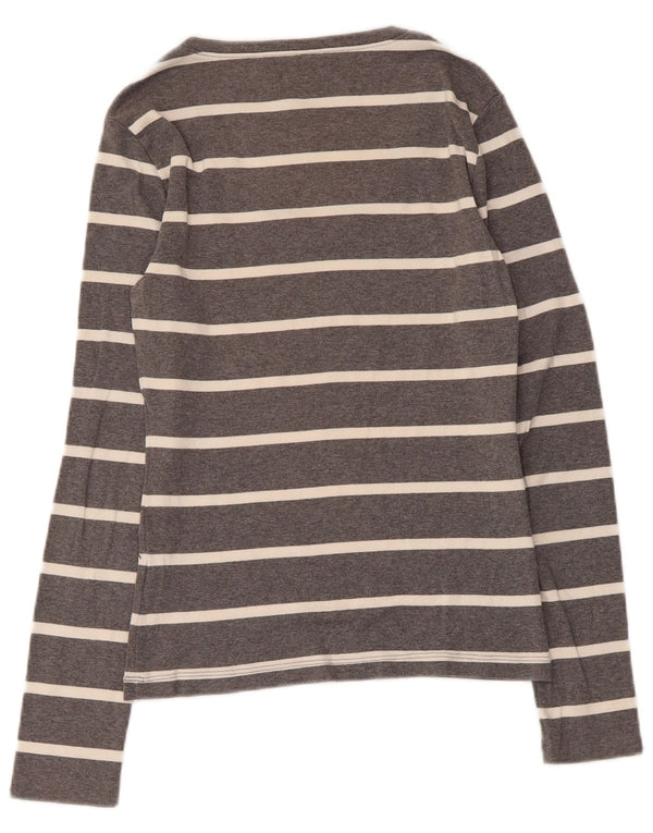 Damski top Tommy Hilfiger z długim rękawem, UK 8, małe, szare, bawełniane paski