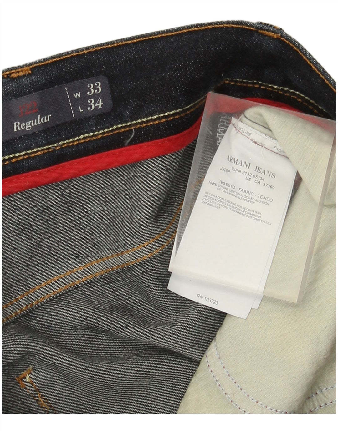 Armani Jeans Męskie regularne proste dżinsy W33 L31 Granatowa bawełna