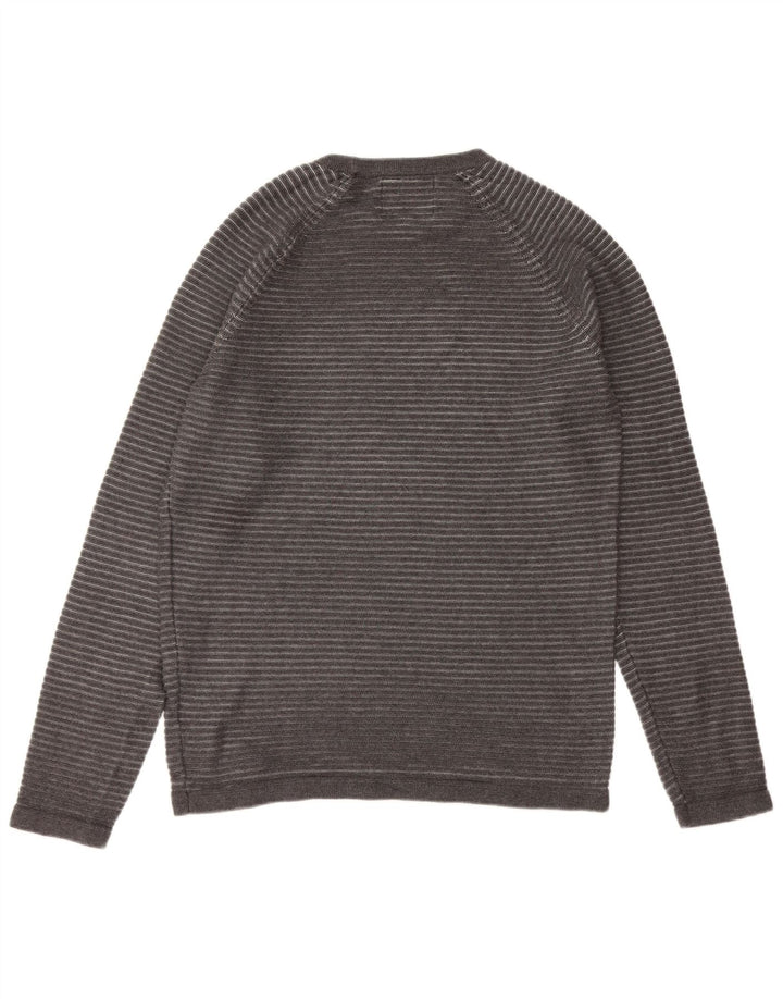 Męski sweter JACK & JONES z okrągłym dekoltem i dużym szarym prążkiem