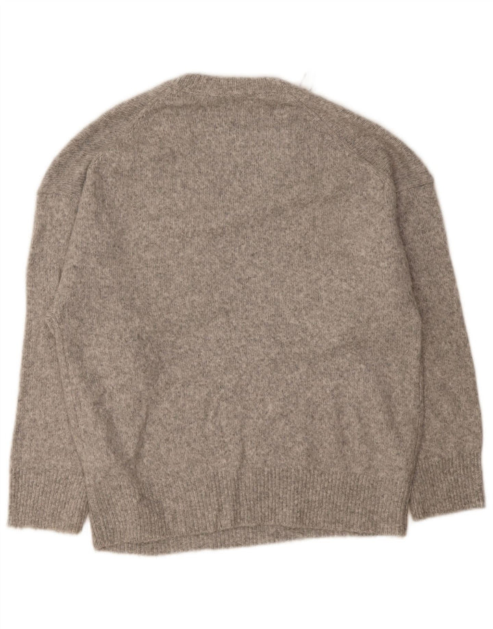 Męski sweter Zara z dekoltem w kształcie litery V, mały, szary, akrylowy