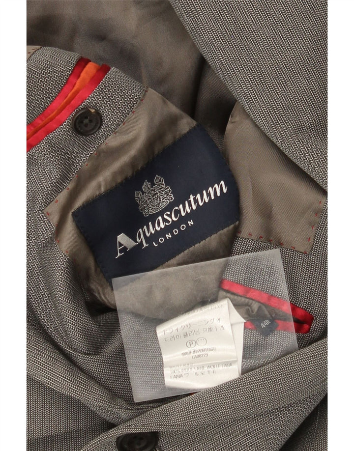 Aquascutum Męska marynarka zapinana na 1 guzik UK 44 2XL Szara wełna w jodełkę