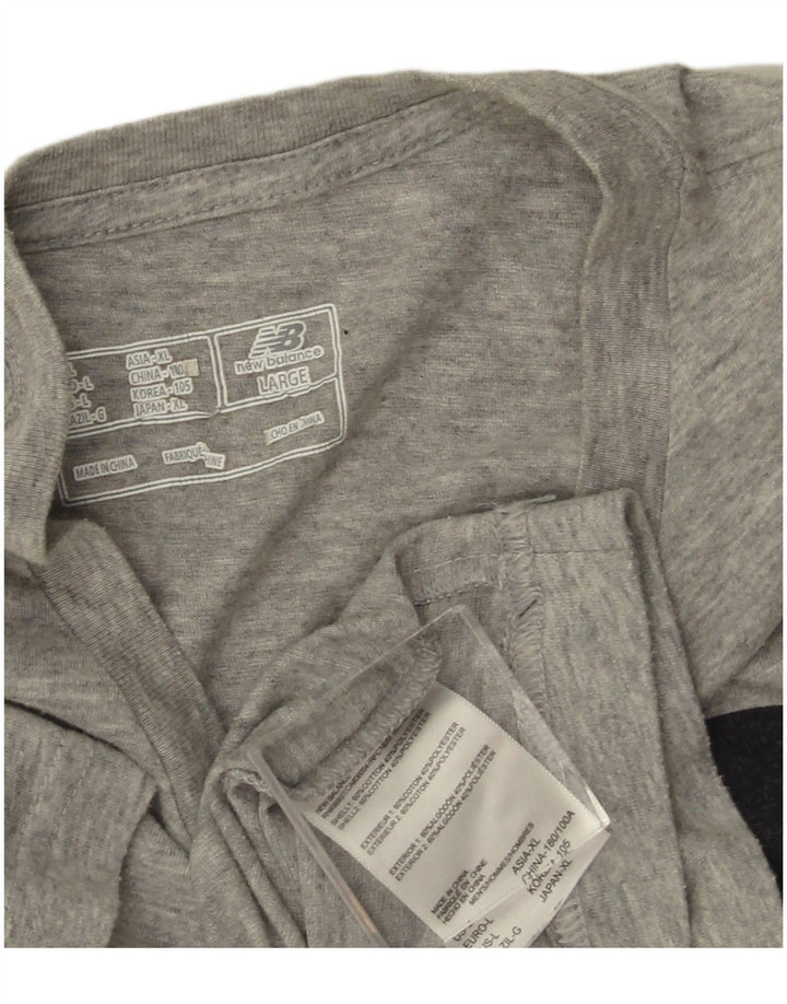 Męska koszulka z grafiką NEW BALANCE, duża, szara, nakrapiana bawełna