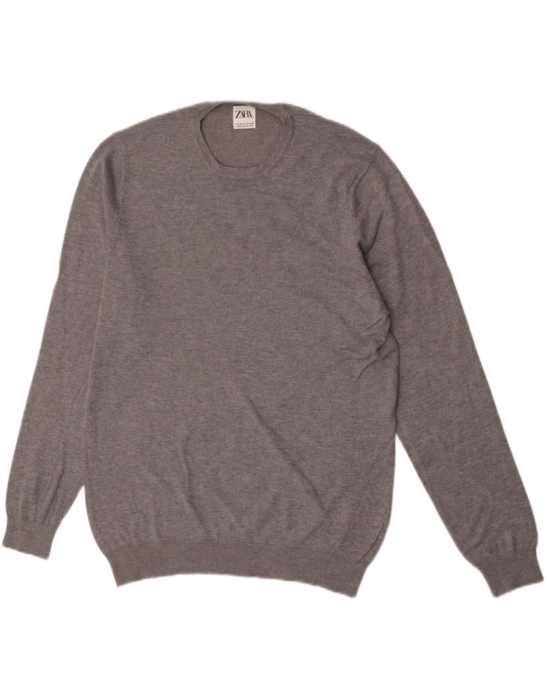 Męski sweter z okrągłym dekoltem Zara, średnio szary