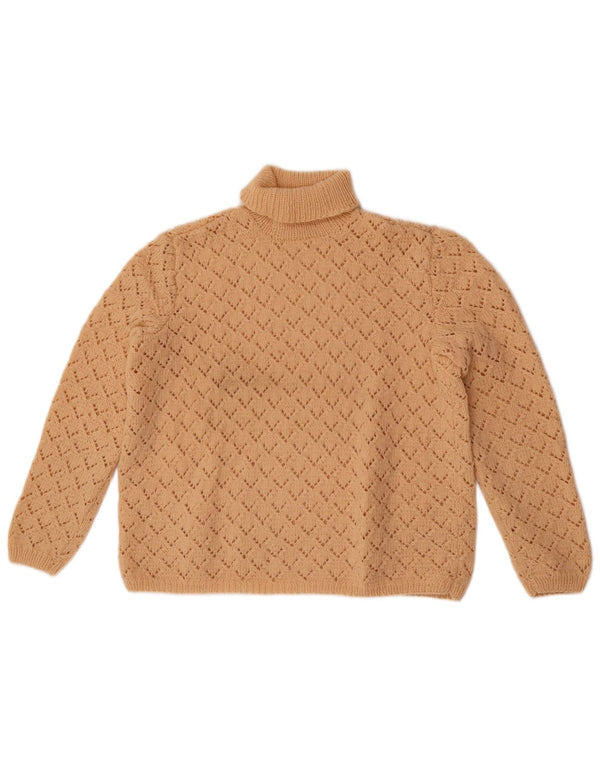 Vintage damski sweter z golfem UK 14 średni beż