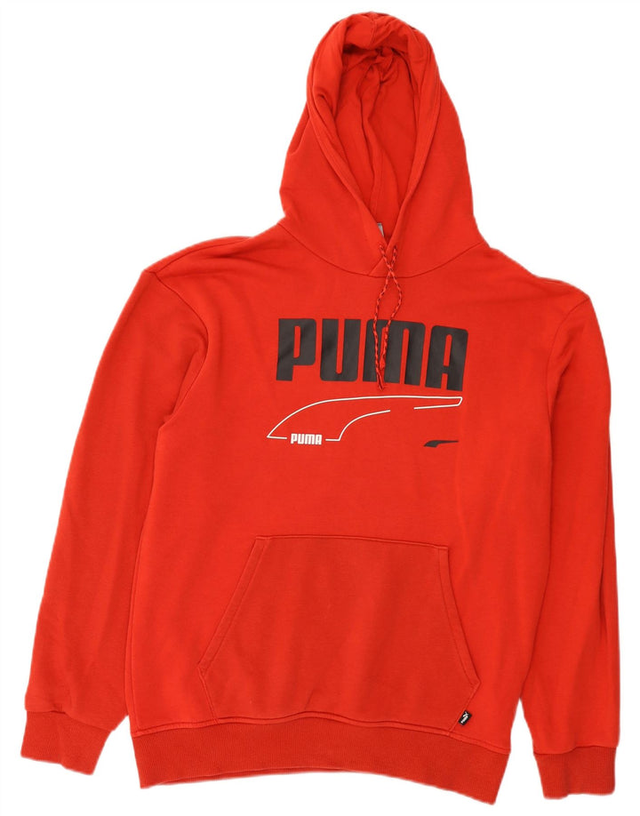 Męski sweter z kapturem Puma z grafiką, mały, czerwony, bawełniany