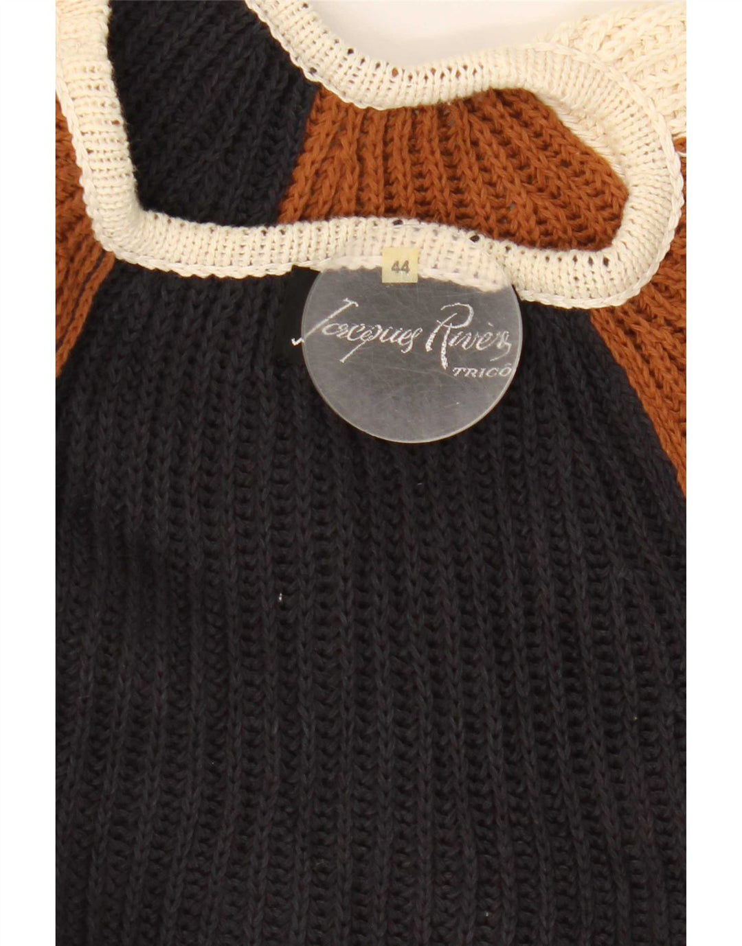 Sweter damski w stylu vintage z rękawem 1/2 i dekoltem w łódkę IT 44 Średni wielokolorowy
