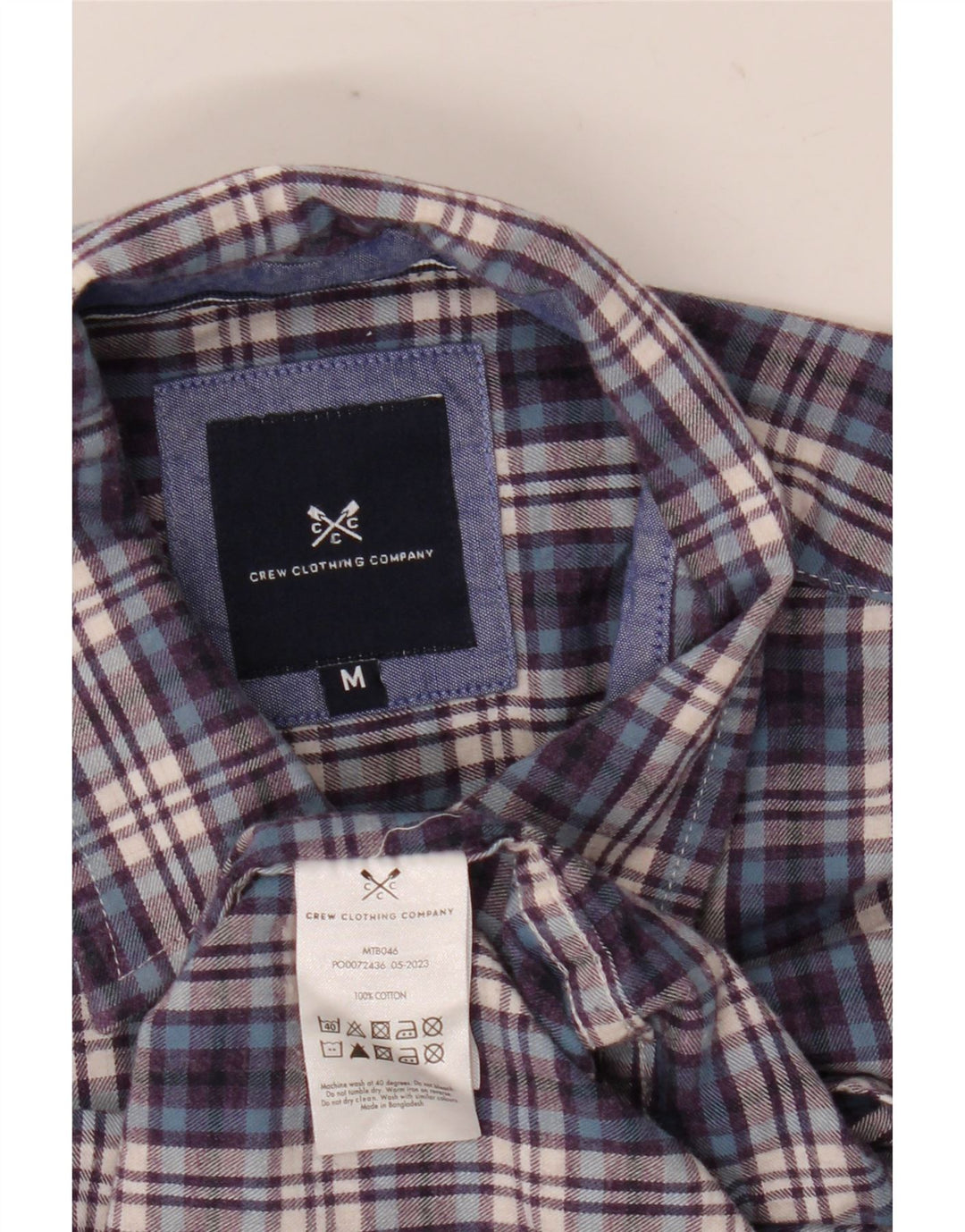 Crew Clothing Męska koszula flanelowa, średnia, granatowa, bawełniana w kratkę