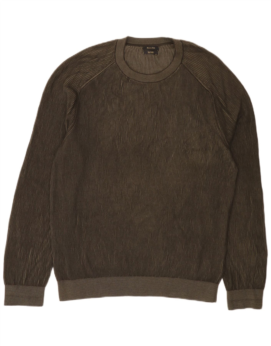 Męski sweter Massimo Dutti z okrągłym dekoltem XL, bawełniany khaki