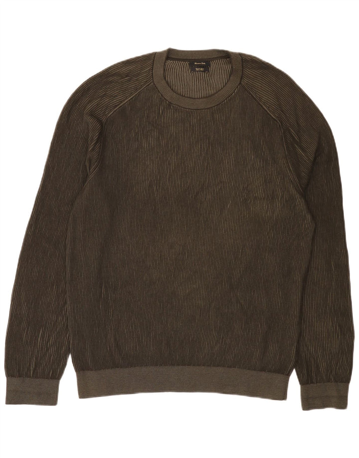Męski sweter Massimo Dutti z okrągłym dekoltem XL, bawełniany khaki