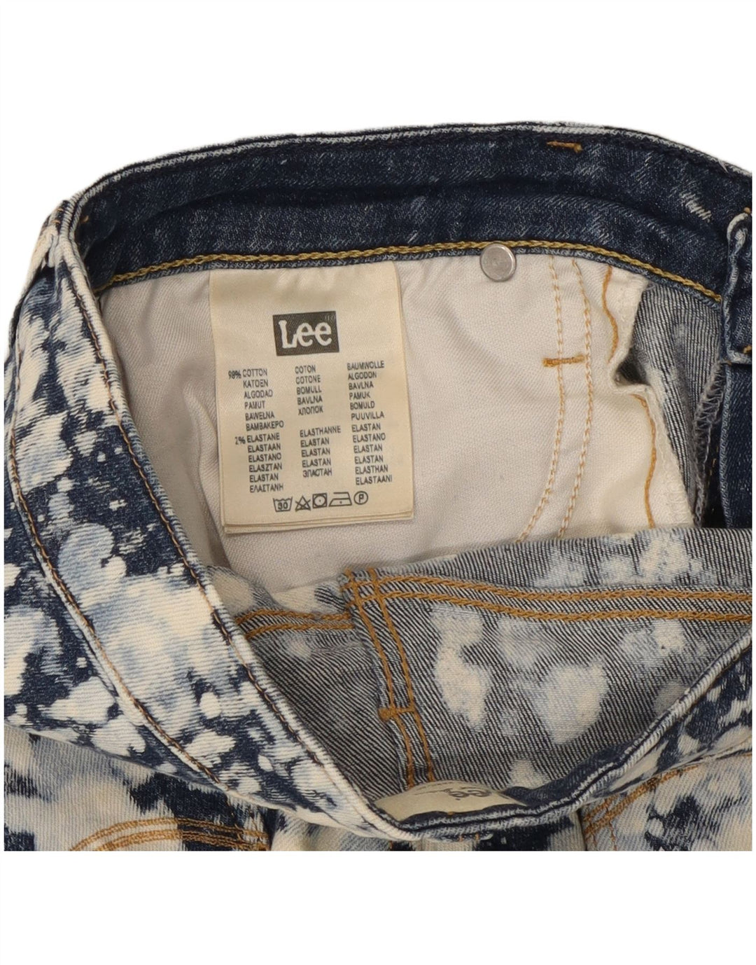 Damskie spodnie dżinsowe Lee W28 Średni granatowy kolor Tie Dye Cotton
