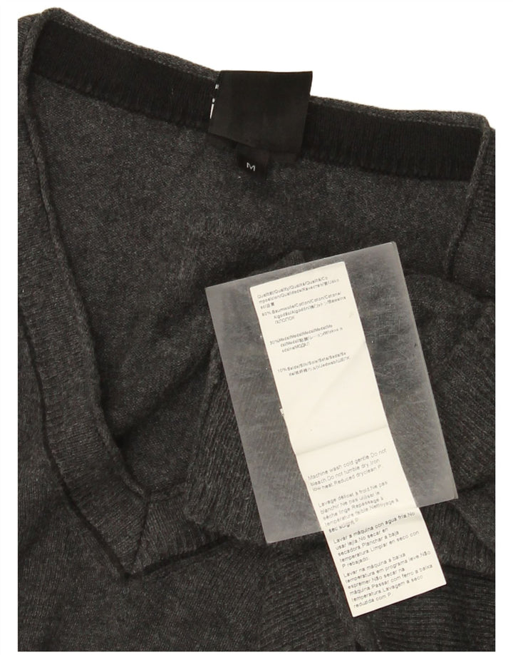 Męski sweter Hugo Boss Slim Fit z dekoltem w kształcie litery V, średnioszary, bawełniany