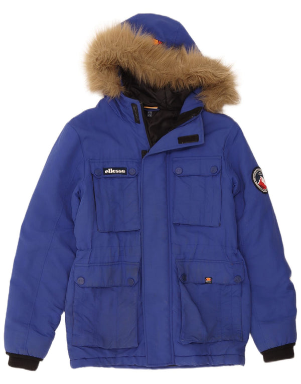 Męska kurtka wiatrówka z kapturem Ellesse UK 34 XS Niebieski nylon