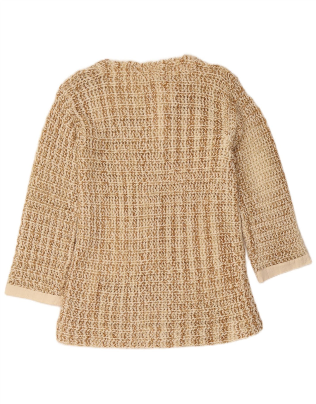Sweter damski w stylu vintage, zapinany na guziki, UK 10, mały, beżowy, nakrapiany