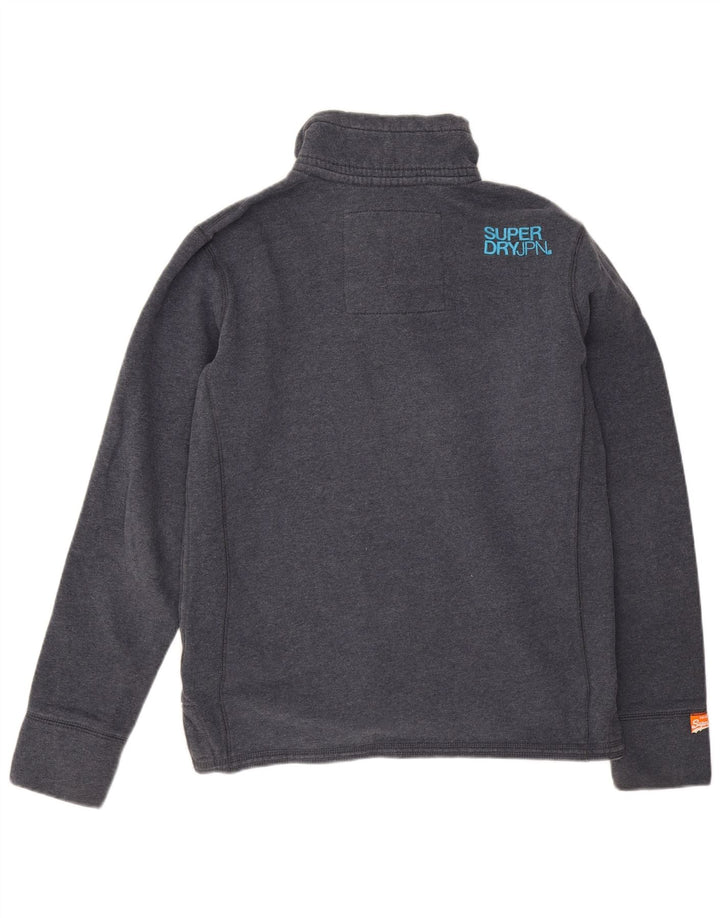 Męski sweter Superdry z zapinanym dekoltem, duży, granatowy, bawełniany