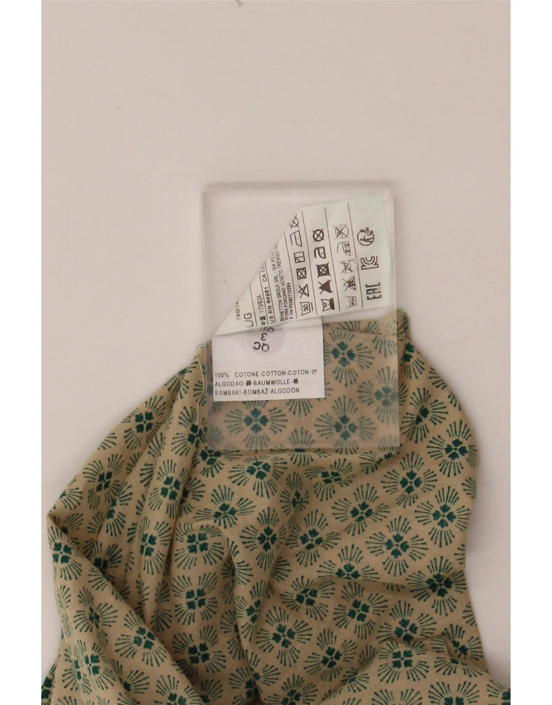 Koszula męska BENETTON, duża, zielona, bawełniana w kwiaty