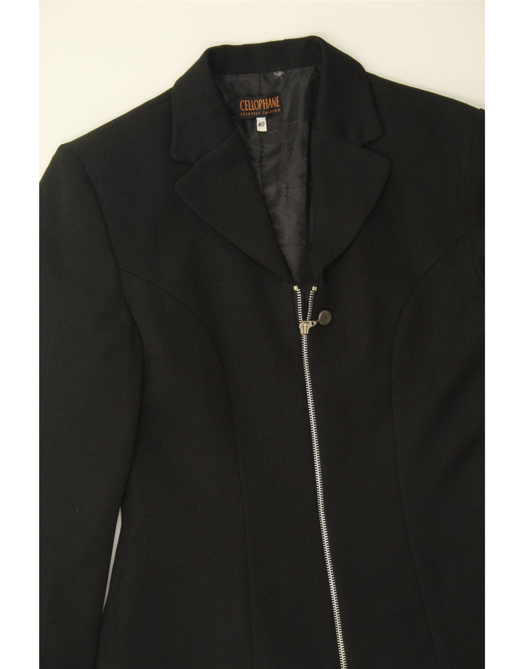 CELLOPHANE Womens Blazer Jacket IT 40 Small Black Polyester Vintage Cellophane and Second-Hand Cellophane from Messina Hembry 