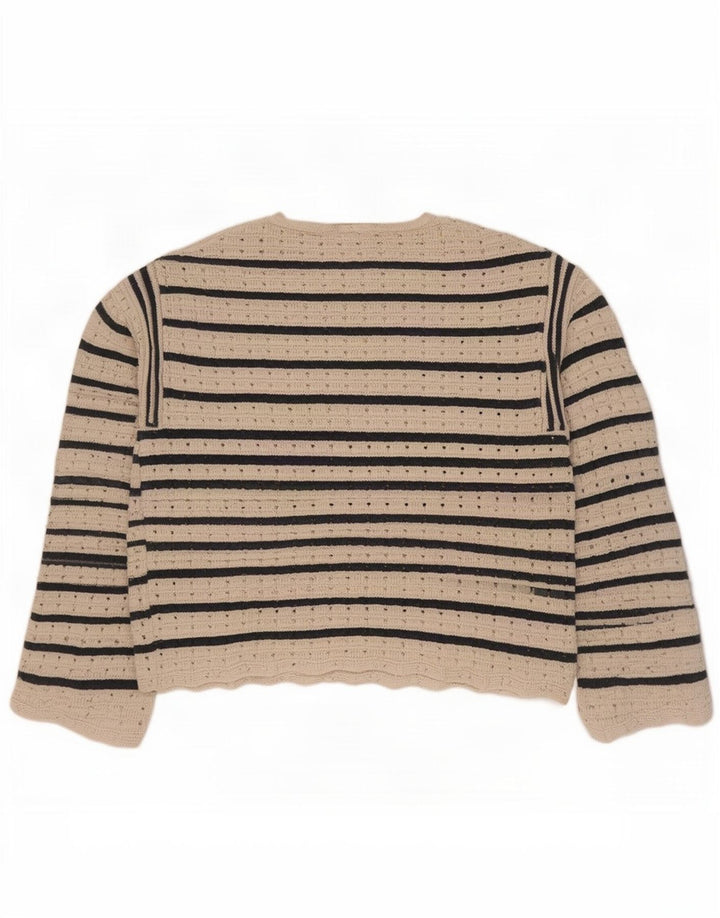 Marks & Spencer Damski sweter z okrągłym dekoltem UK 12 w średnie białe paski