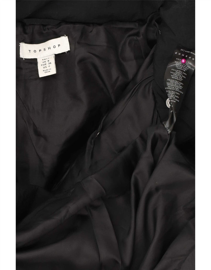 Damska kurtka z kapturem, oversize, wyściełana Topshop UK 8, mała, czarna, poliester