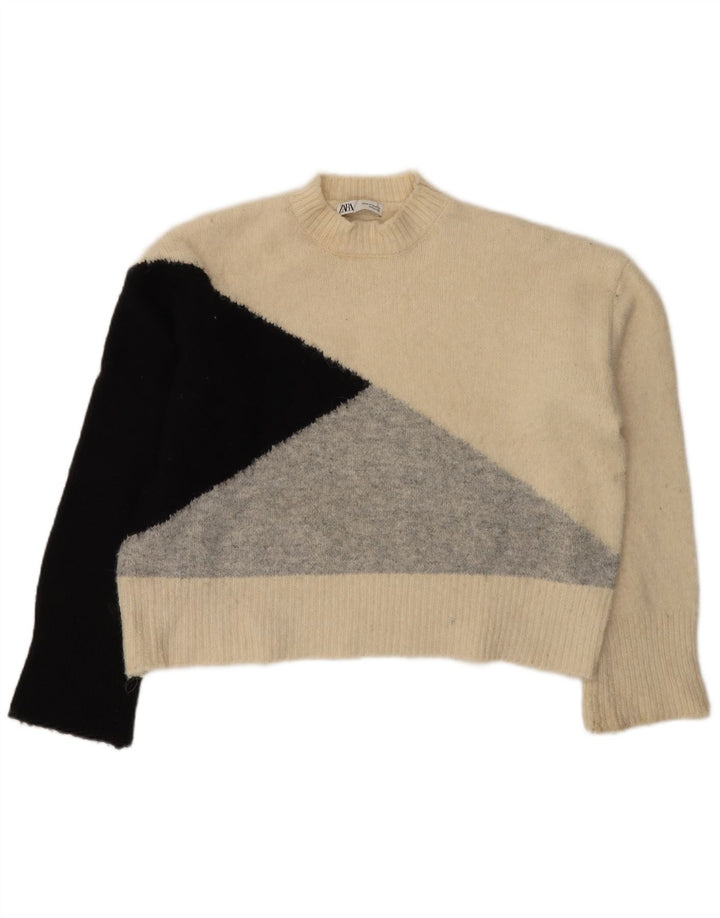 Damski sweter z golfem Zara UK 14 w kolorze złamanej bieli