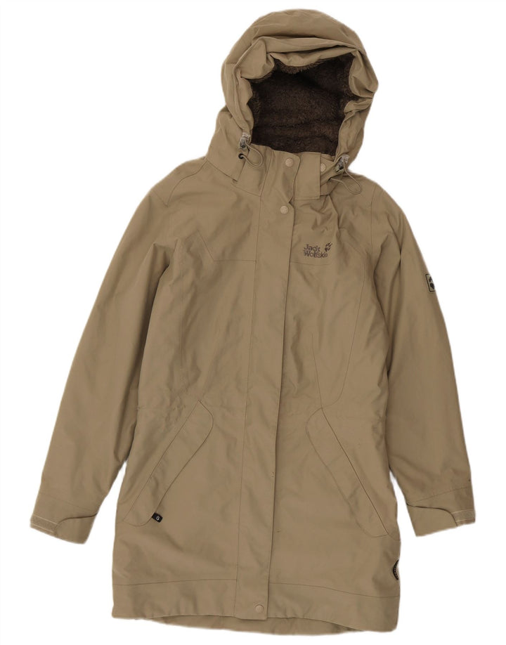 Damska kurtka parka z kapturem Jack Wolfskin UK 8, mała, khaki, poliester