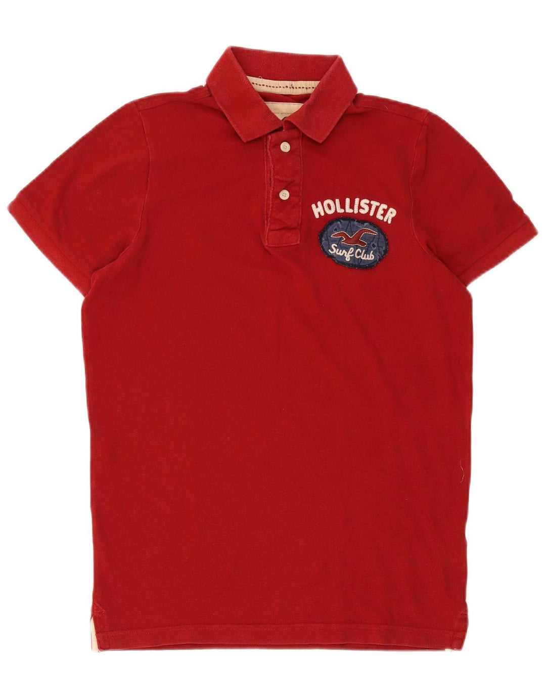 Męska koszulka polo z grafiką Hollister, bawełniana, w kolorze średniej czerwieni