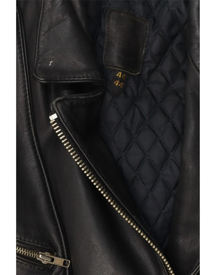 Damska skórzana kurtka motocyklowa w stylu vintage IT 44, średnia czarna skóra