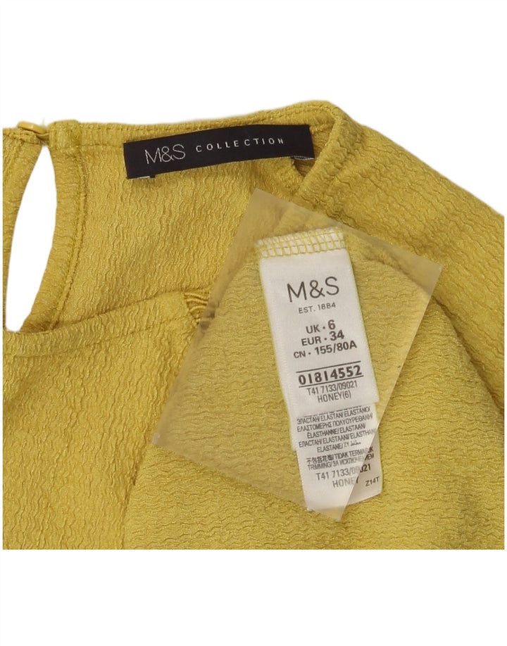 Marks & Spencer Damski top z długim rękawem, UK 6 XS, żółty poliester