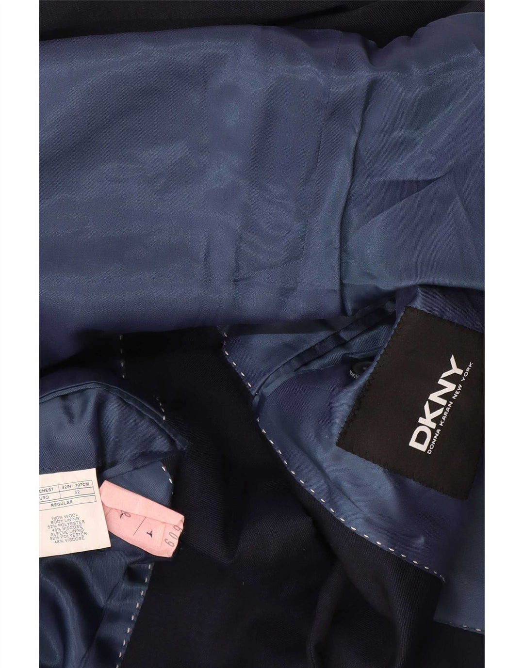 Dkny Mens 2 Button Blazer Jacket IT 52 XL Navy Blue Wool