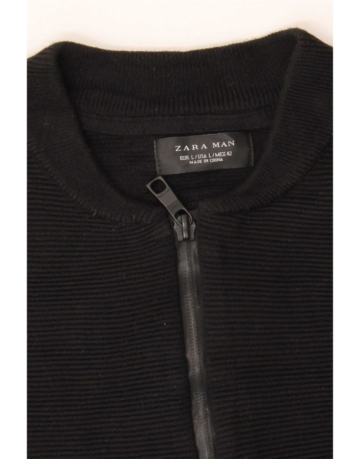 Zara Męski sweter rozpinany, duży, czarny, bawełniany