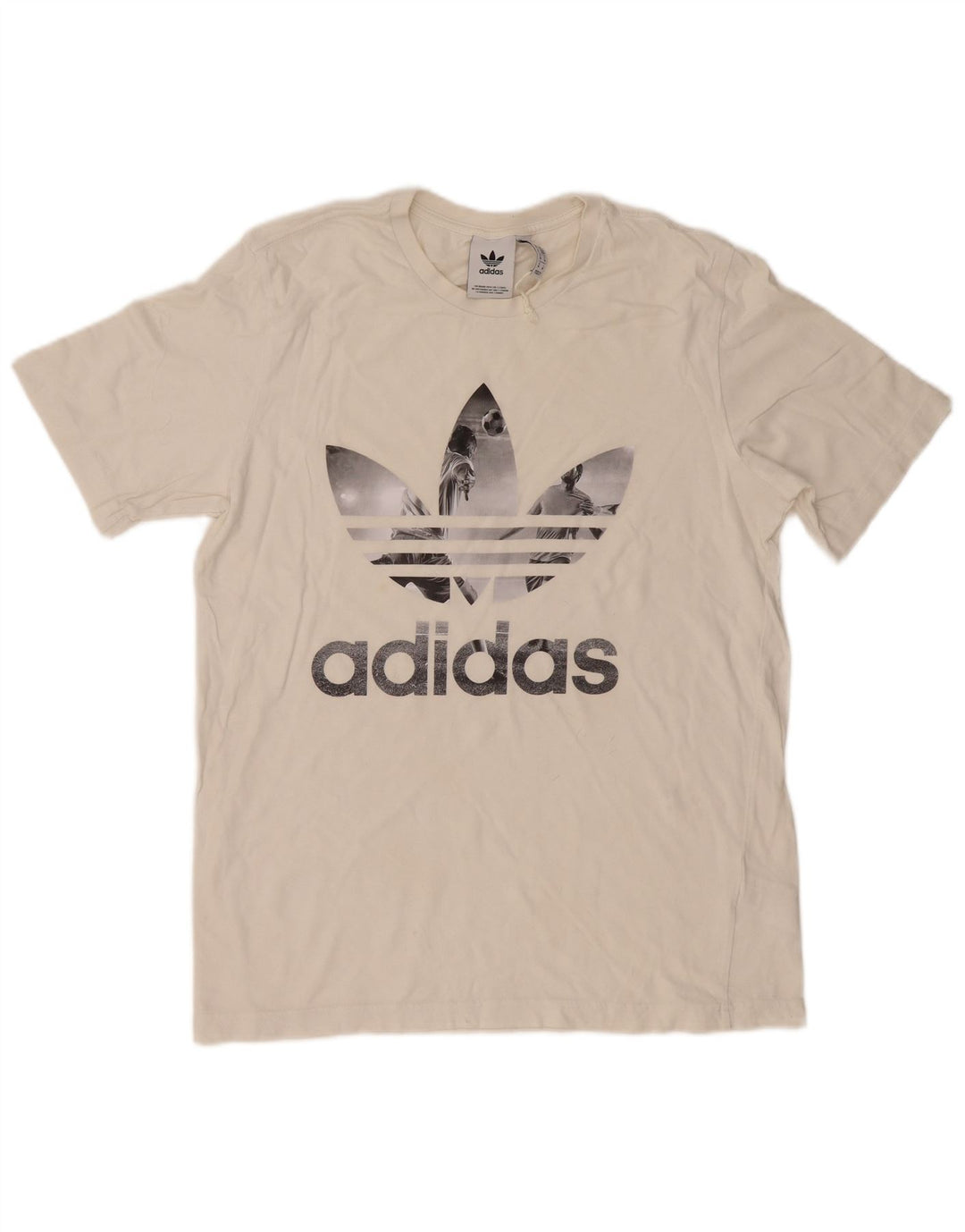 Męska koszulka z grafiką Adidas, średnia, biała bawełna