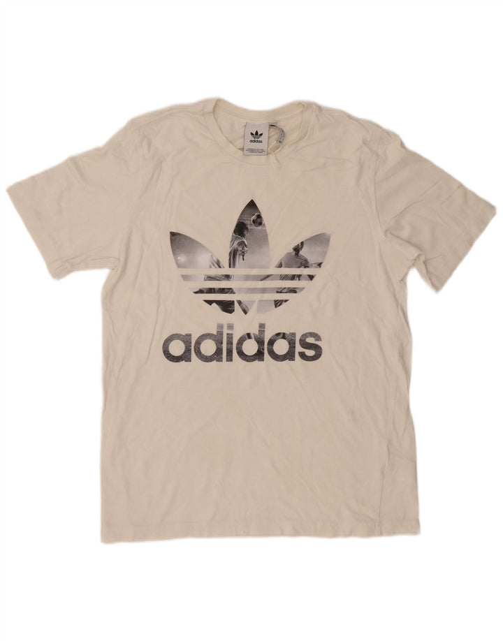 Męska koszulka z grafiką Adidas, średnia, biała bawełna