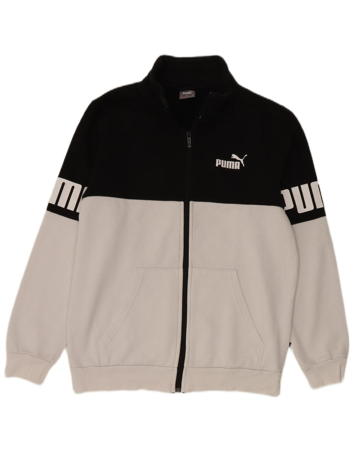 Męska kurtka dresowa Puma z grafiką, średnia biała, z blokami kolorów