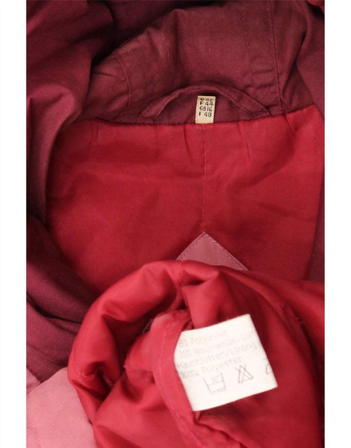Vintage damski płaszcz z kapturem, oversize, wyściełany UK 16, duży, różowy poliester