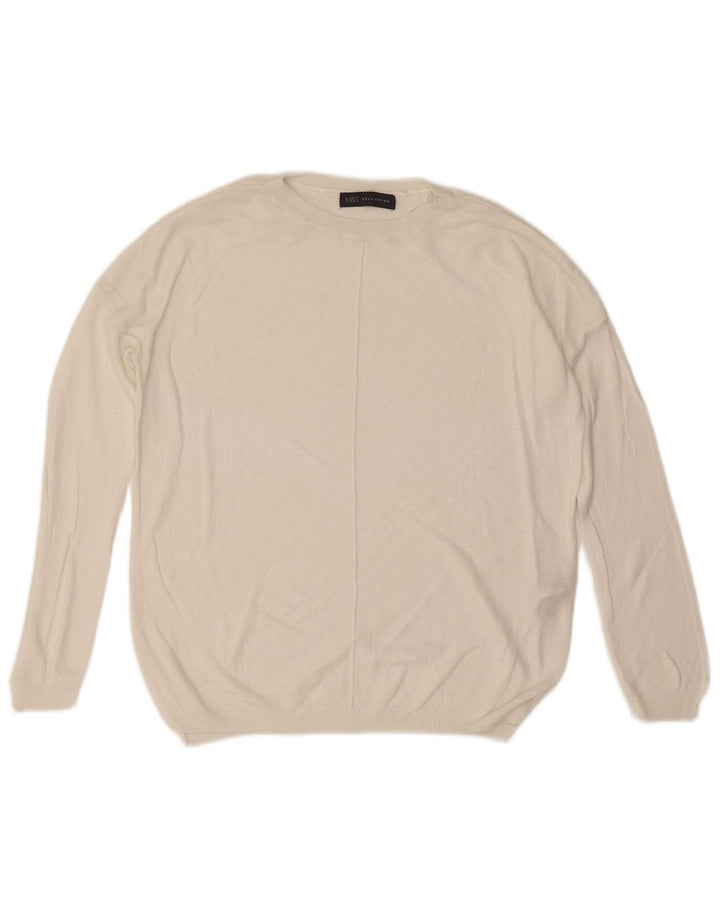 Marks & Spencer Damski sweter oversize z okrągłym dekoltem, UK 10, mały, biały