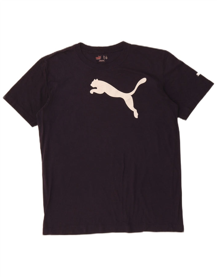 Męski T-shirt z grafiką PUMA, mały, granatowy, bawełniany