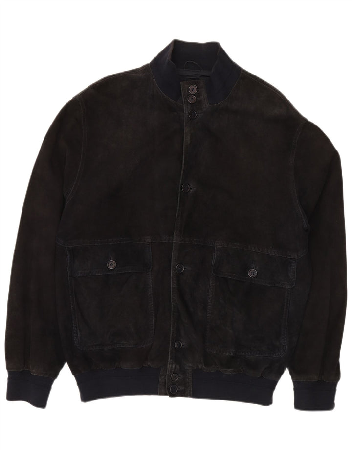 Męska zamszowa kurtka bomberka VINTAGE IT 52 XL, granatowa, skórzana