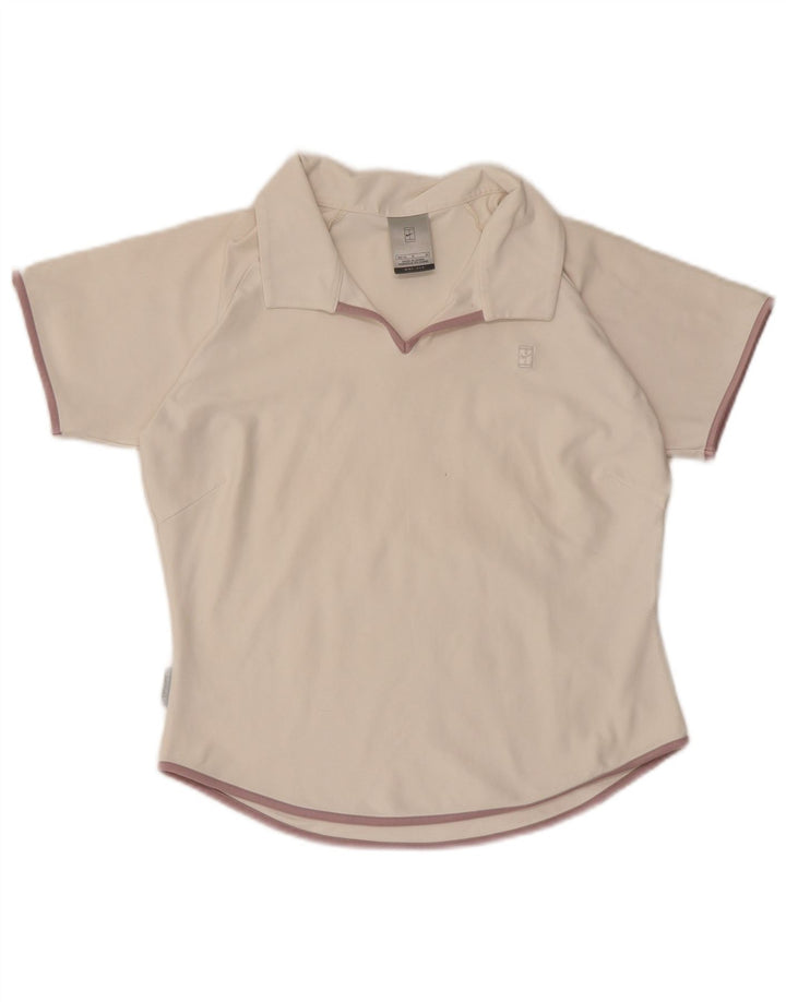 Damska koszulka polo NIKE Dri Fit US 8/10, średni biały poliester