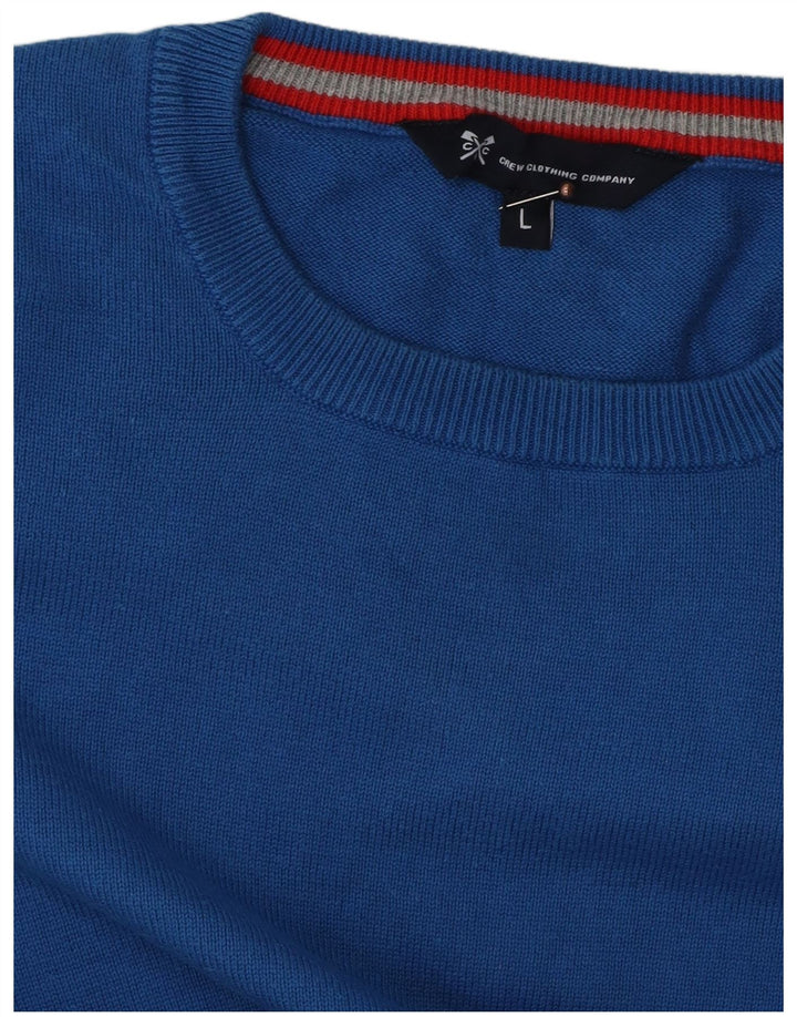 CREW CLOTHING Męski sweter z okrągłym dekoltem, duży, niebieski