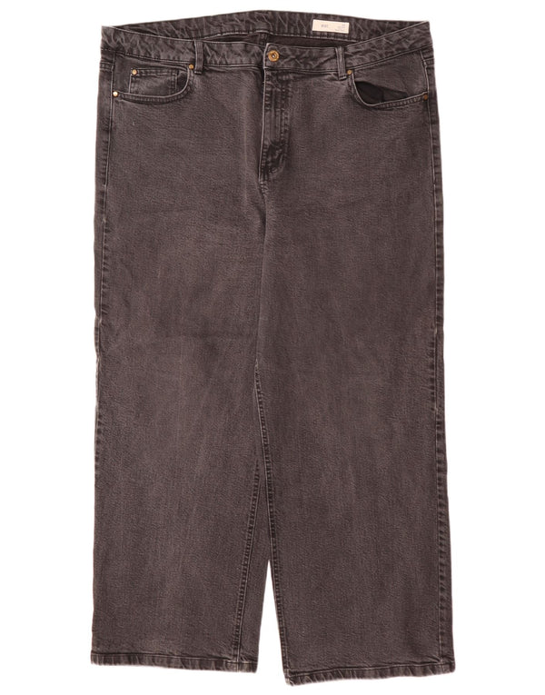 Marks & Spencer Damskie jeansy z szeroką nogawką z wysokim stanem UK 22 3XL W44 L29 Szare