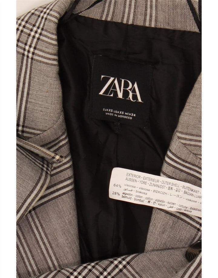 Damska marynarka zapinana na 2 guziki, oversize, Zara UK 6 XS, szara wiskoza w kratkę