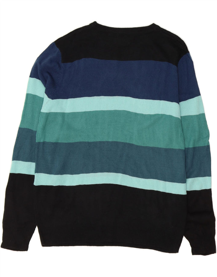 PIERRE CARDIN Mens Boat Neck Jumper Sweater Large Multicoloured Striped Vintage Pierre Cardin and Second-Hand Pierre Cardin from Messina Hembry 