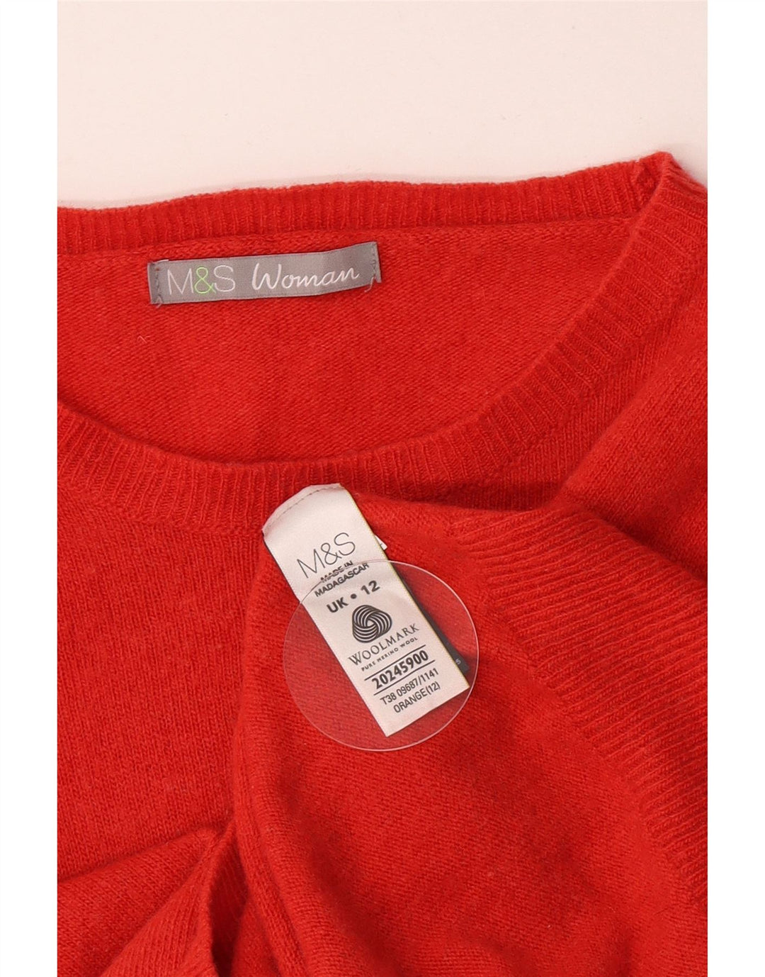 Marks & Spencer Damski sweter z dekoltem w łódkę, UK 12, średni pomarańczowy